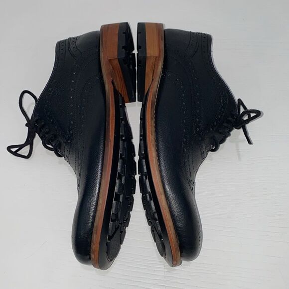Ted Baker Guri 7 Black Oxford Brogue Shoes With Stacked Block Heel Men's Size 8 - Picture 11 of 16